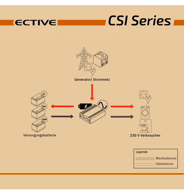 ECTIVE CSI 10 1000W/24V Sinus-Wechselrichter mit Ladegert, NVS- und USV-Funktion