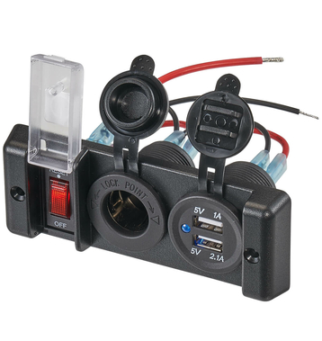 ECTIVE KFZ-Einbaukonsole mit 2x USB-Anschlssen und 12V-Bordspannungssteckdose