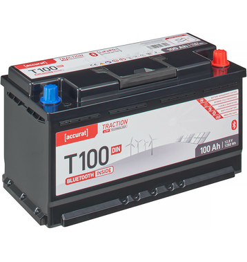 Accurat Traction T100 LFP DIN BT 12V LiFePO4 Lithium Versorgungsbatterie 100Ah (USt-befreit nach 12 Abs.3 Nr. 1 S.1 UStG)
