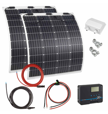 Solaranlage Wohnmobil und Boot 200W mit flexiblen Solarpanels und 20A ECTIVE Laderegler (USt-befreit nach 12 Abs.3 Nr. 1 S.1 UStG)
