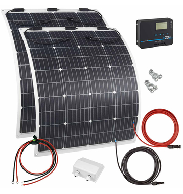 Solaranlage Wohnmobil und Boot 240W mit flexiblen Solarpanels und 20A ECTIVE Laderegler (USt-befreit nach 12 Abs.3 Nr. 1 S.1 UStG)