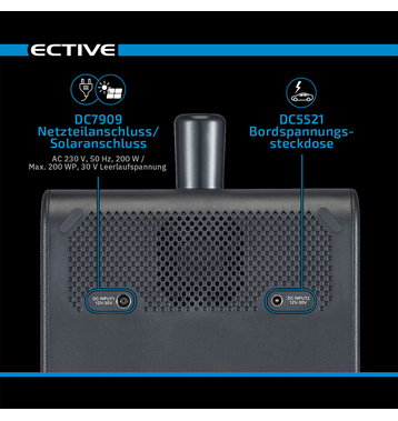 ECTIVE BlackBox 5 Powerstation 500W 512Wh Reine Sinuswelle 230V Lithiumbatterie 20Ah 25,6V