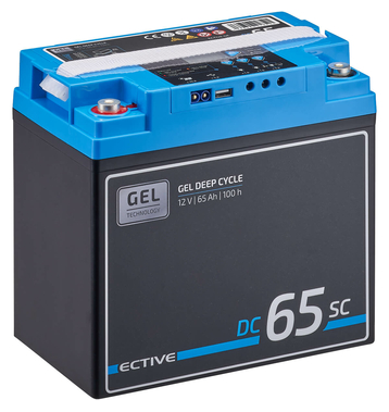 ECTIVE DC 65SC GEL Deep Cycle mit PWM-Ladegert und LCD-Anzeige 65Ah Versorgungsbatterie