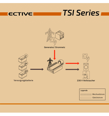 ECTIVE TSI 10 1000W/12V Sinus-Wechselrichter mit NVS- und USV-Funktion (gebraucht, Zustand gut)