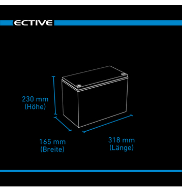 ECTIVE LC 100L LT 12V LiFePO4 Lithium Versorgungsbatterie 100 Ah (USt-befreit nach 12 Abs.3 Nr. 1 S.1 UStG)