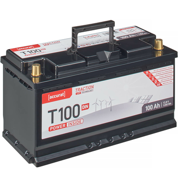 Accurat Traction T100 LFP DIN 12V LiFePO4 Lithium Versorgungsbatterie 100Ah (USt-befreit nach 12 Abs.3 Nr. 1 S.1 UStG)