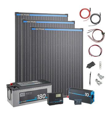 Solar Inselanlage 300Wp 1000W Wechselrichter 2160Wh AGM Batterie (USt-befreit nach 12 Abs.3 Nr. 1 S.1 UStG)