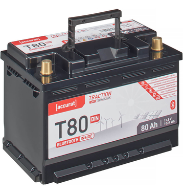 Accurat Traction T80 LFP DIN BT 12V LiFePO4 Lithium Versorgungsbatterie 80Ah (USt-befreit nach 12 Abs.3 Nr. 1 S.1 UStG)