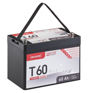 Accurat Traction T60 LFP 12V LiFePO4 Lithium Versorgungsbatterie 60 Ah (USt-befreit nach 12 Abs.3 Nr. 1 S.1 UStG)