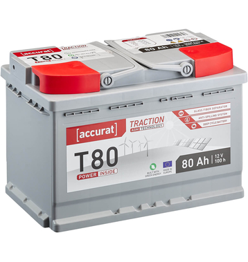 Accurat Traction T80 AGM Versorgungsbatterie 80Ah (USt-befreit nach 12 Abs.3 Nr. 1 S.1 UStG)