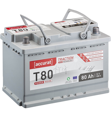 Accurat Traction T80 AGM Versorgungsbatterie 80Ah (USt-befreit nach 12 Abs.3 Nr. 1 S.1 UStG)